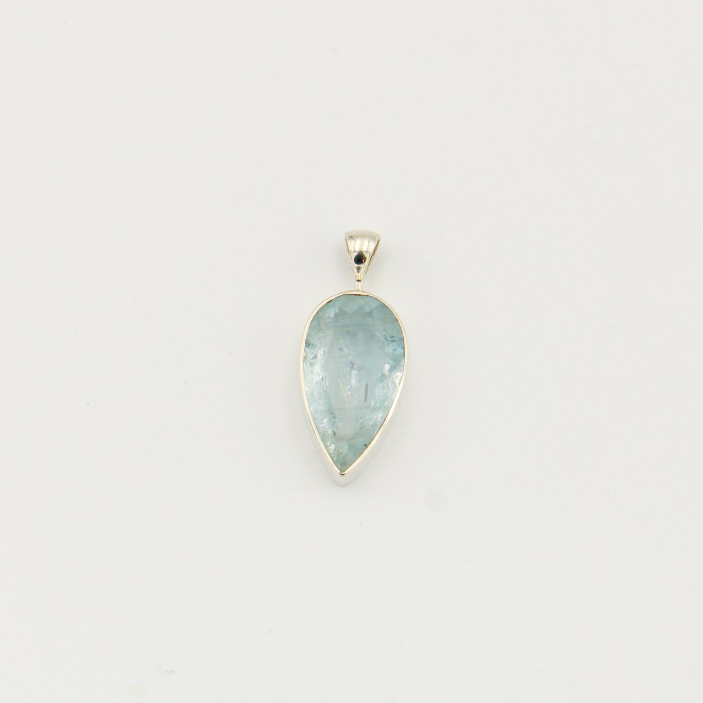 Aquamarine Pear Faceted Sterling Pendant