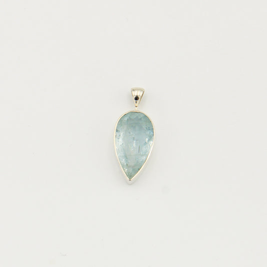 Aquamarine Pear Faceted Sterling Pendant