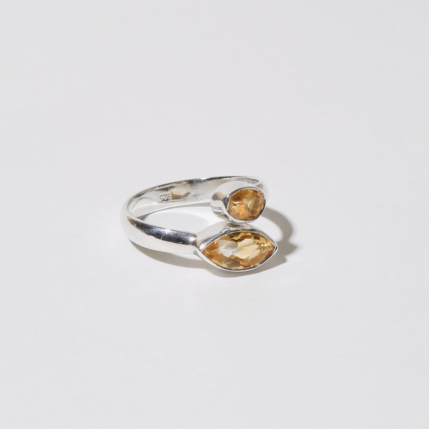 Citrine Marquise & Oval Sterling Ring Sz 8