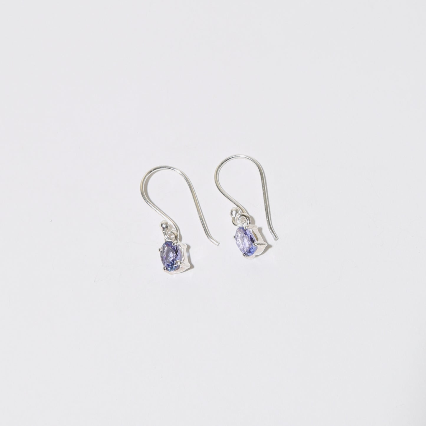 Tanzanite Dainty Oval Sterling Earrings