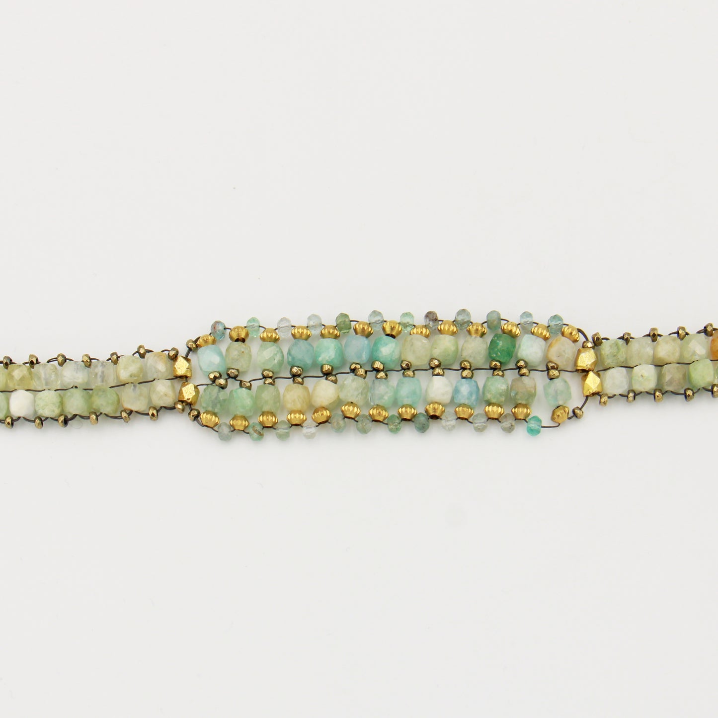 Aquamarine & Hematite w/ Brass Bracelet