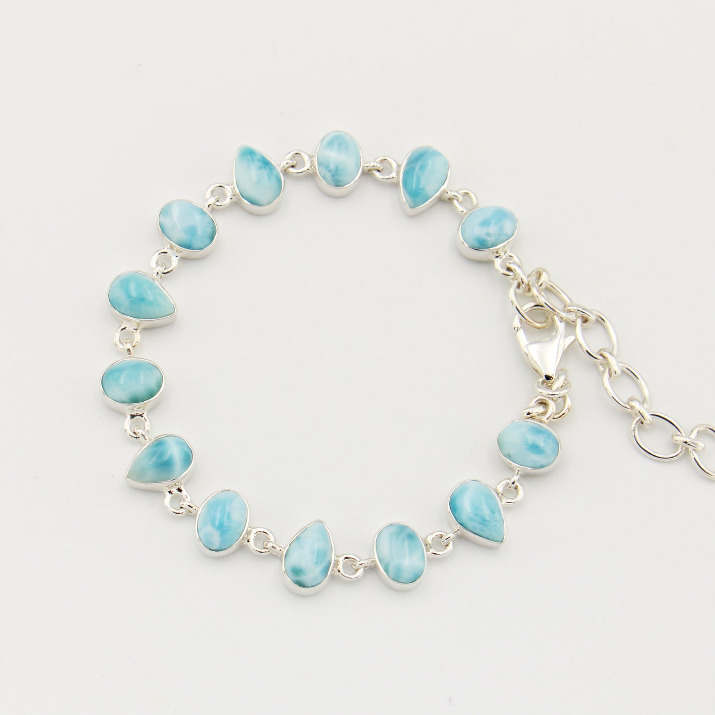 Larimar Small Pear & Ovals Sterling Bracelet