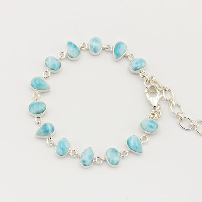Larimar Small Pear & Ovals Sterling Bracelet