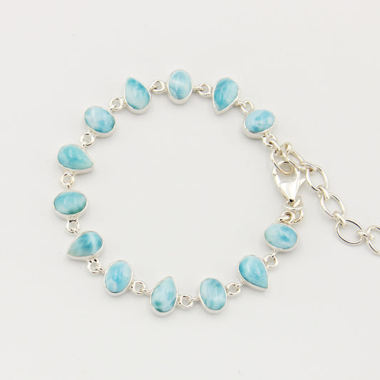 Larimar Small Pear & Ovals Sterling Bracelet