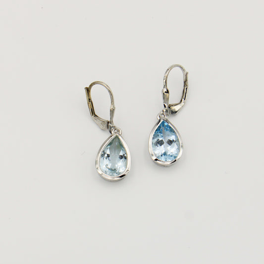 Blue Topaz Pear Sterling Earrings