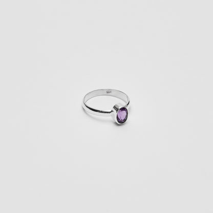 Amethyst Small Oval Sterling Ring 6