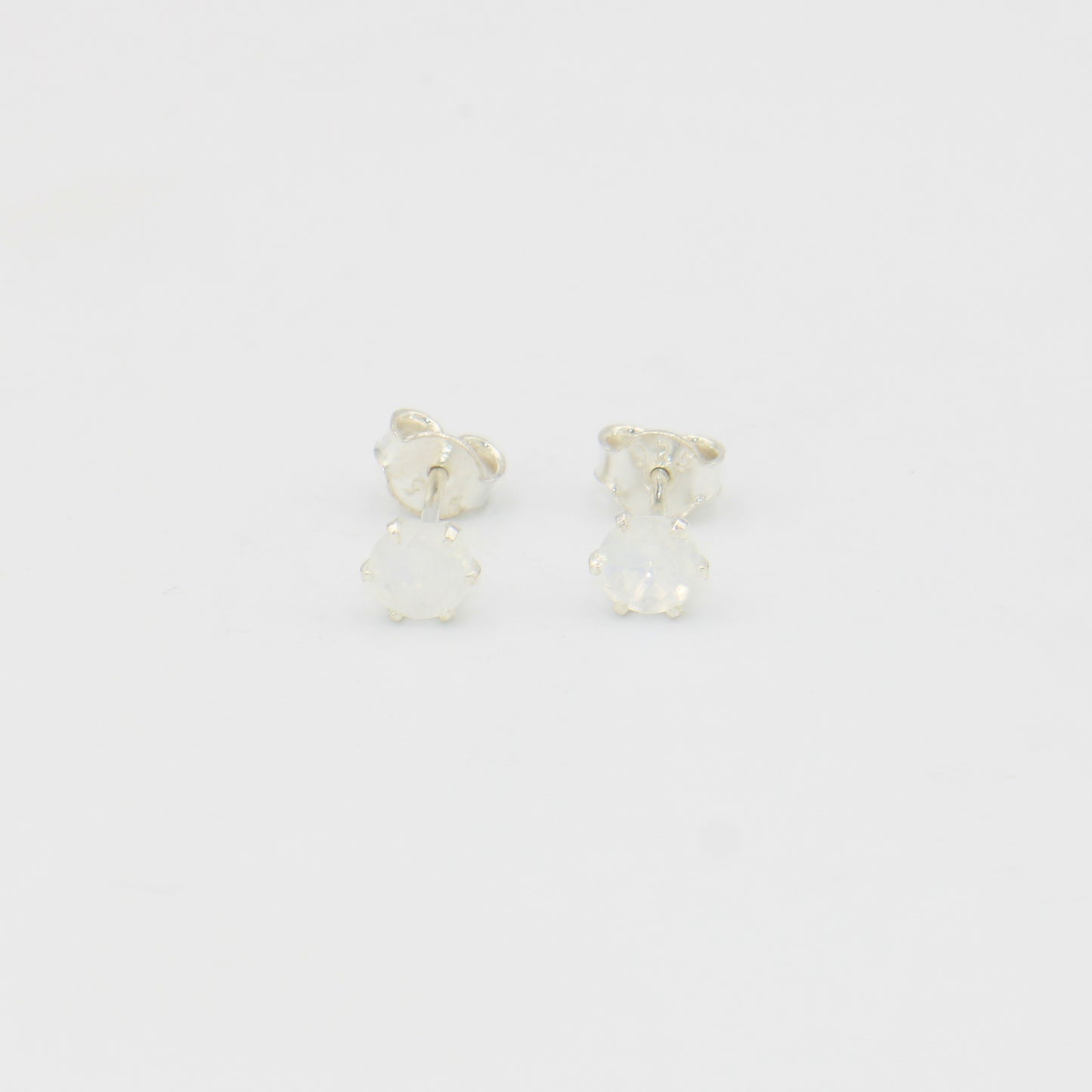 Moonstone Round Prong Sterling Studs