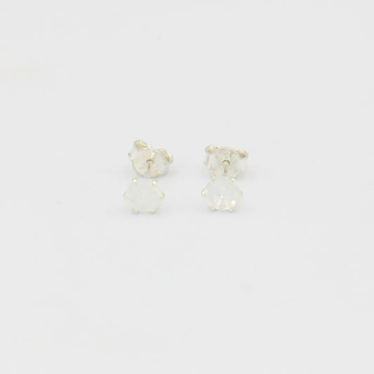Moonstone Round Prong Sterling Studs