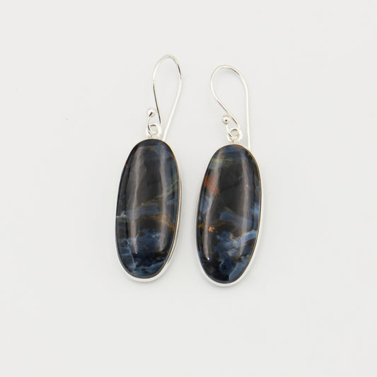 Pietersite Large Oval Sterling Earrings