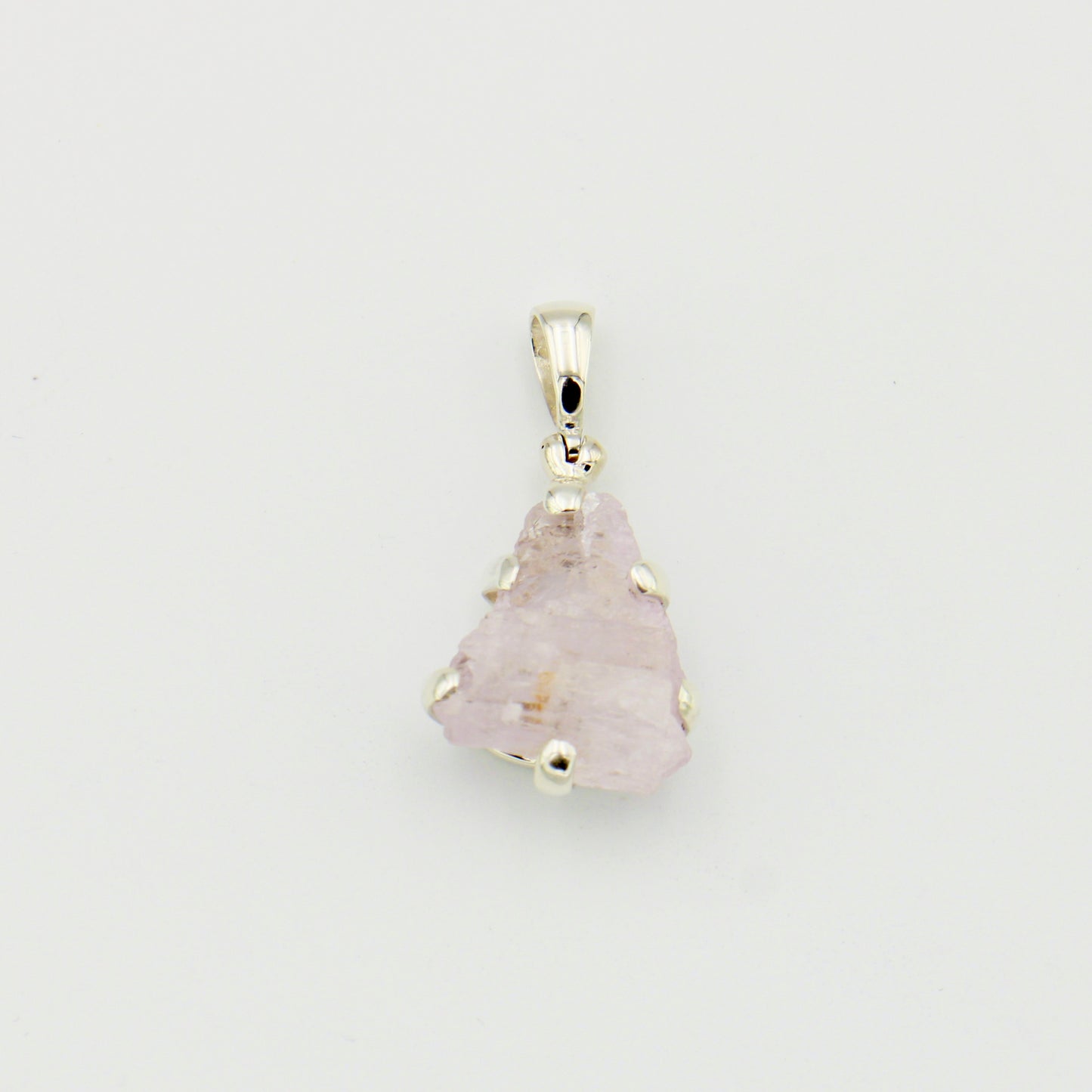 Rough Kunzite Triangle Sterling Pendant