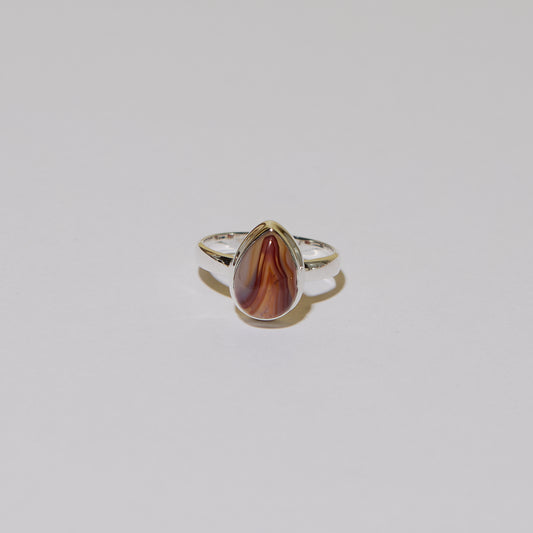 Blue Tiger Eye Triangle Sterling Ring Sz 9