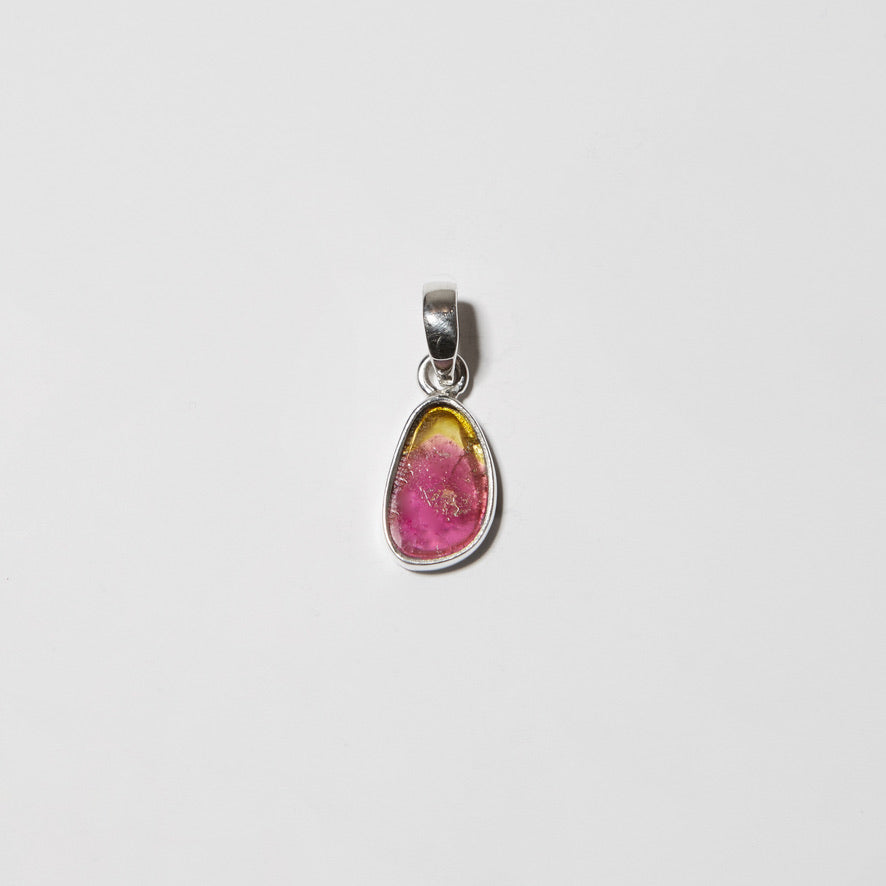 Watermelon Tourmaline Small Ovoid Sterling Pendant