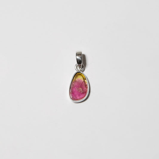 Watermelon Tourmaline Small Ovoid Sterling Pendant