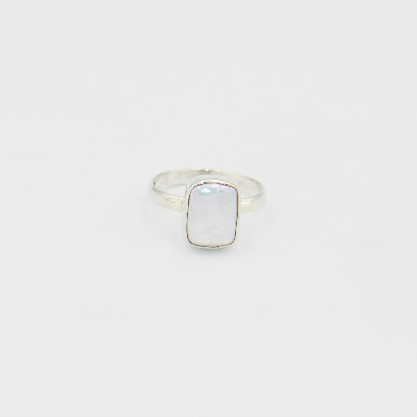 Pearl Rectangle Sterling Ring Sz 9