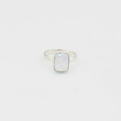 Pearl Rectangle Sterling Ring Sz 9