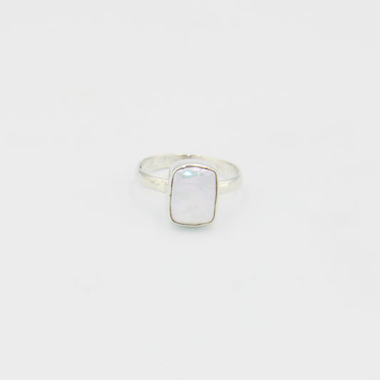 Pearl Rectangle Sterling Ring Sz 9