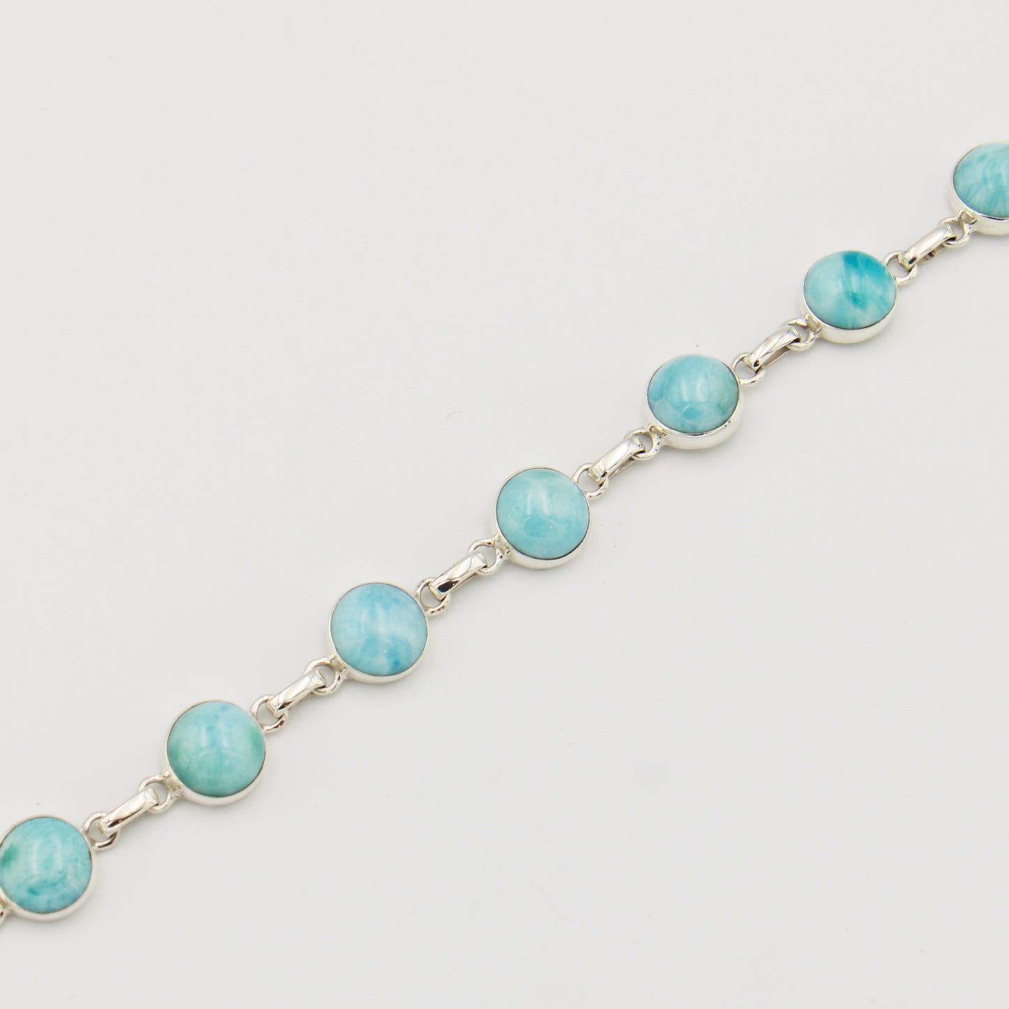 Larimar Round 8-Stone Sterling Bracelet 7"