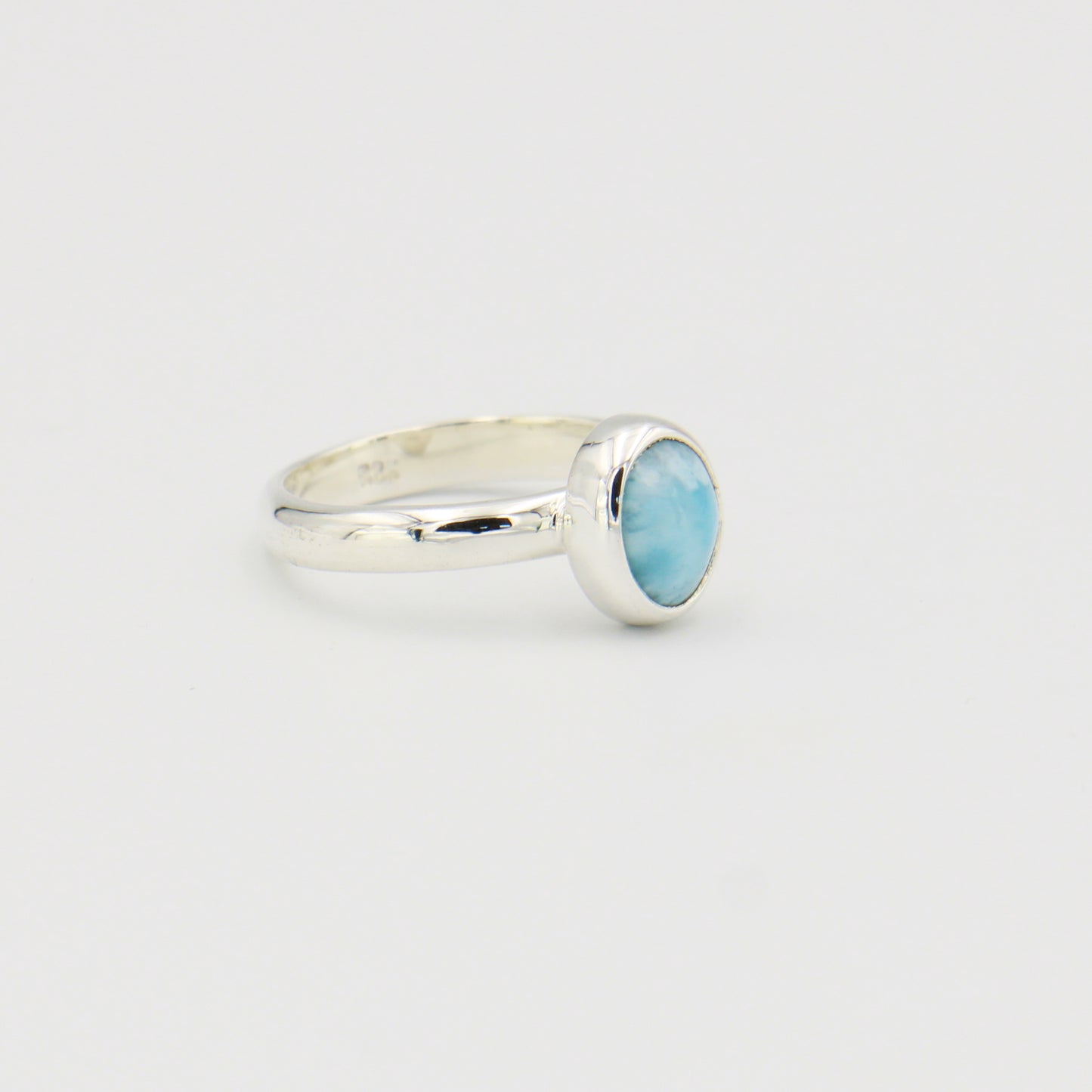 Larimar Small Oval Sterling Ring Sz 7.5