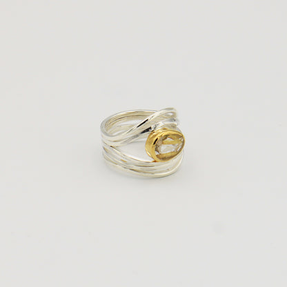 Rutilated Quartz Multi Band GP Sterling Ring 7