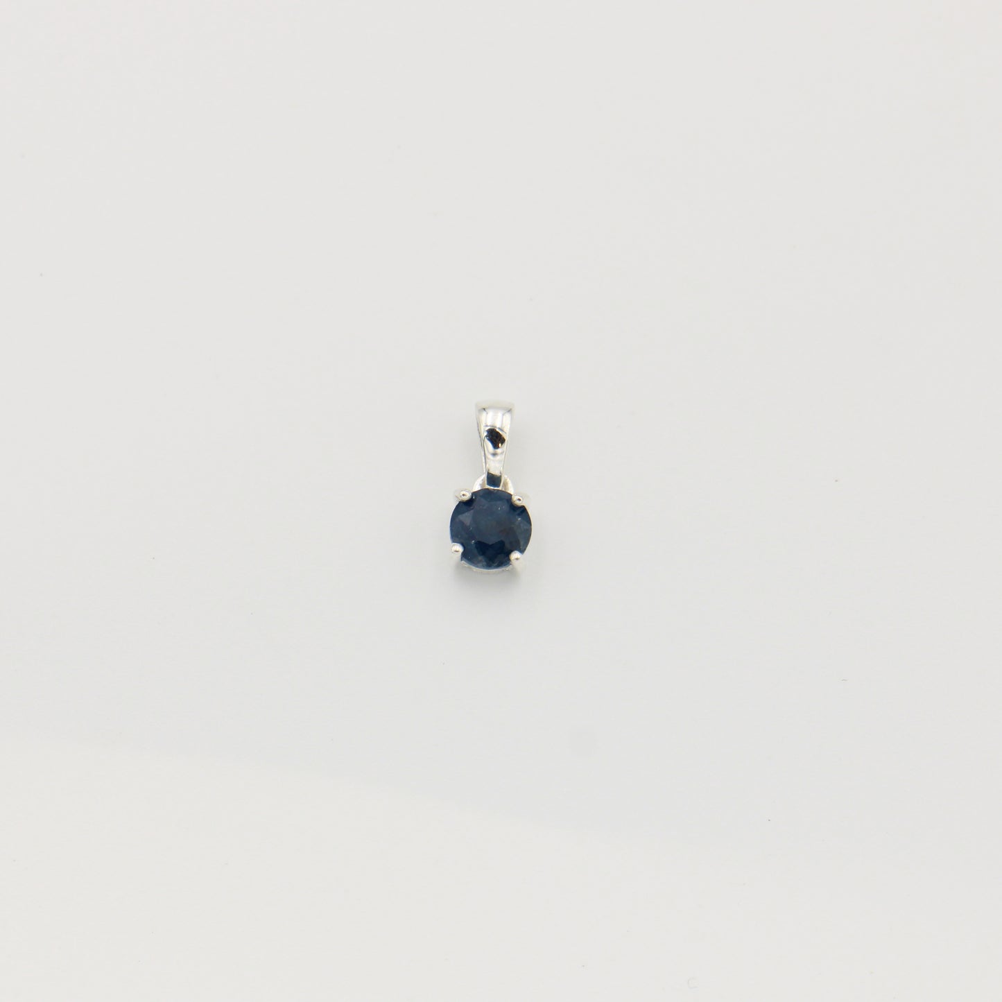 Tiny Round Sapphire Sterling Pendant