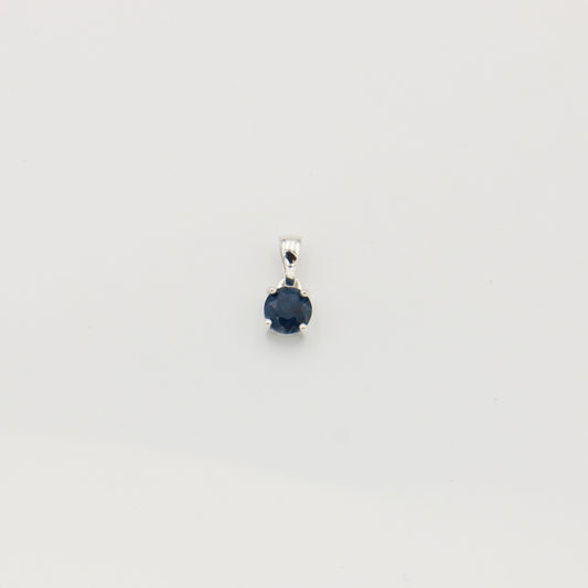 Tiny Round Sapphire Sterling Pendant