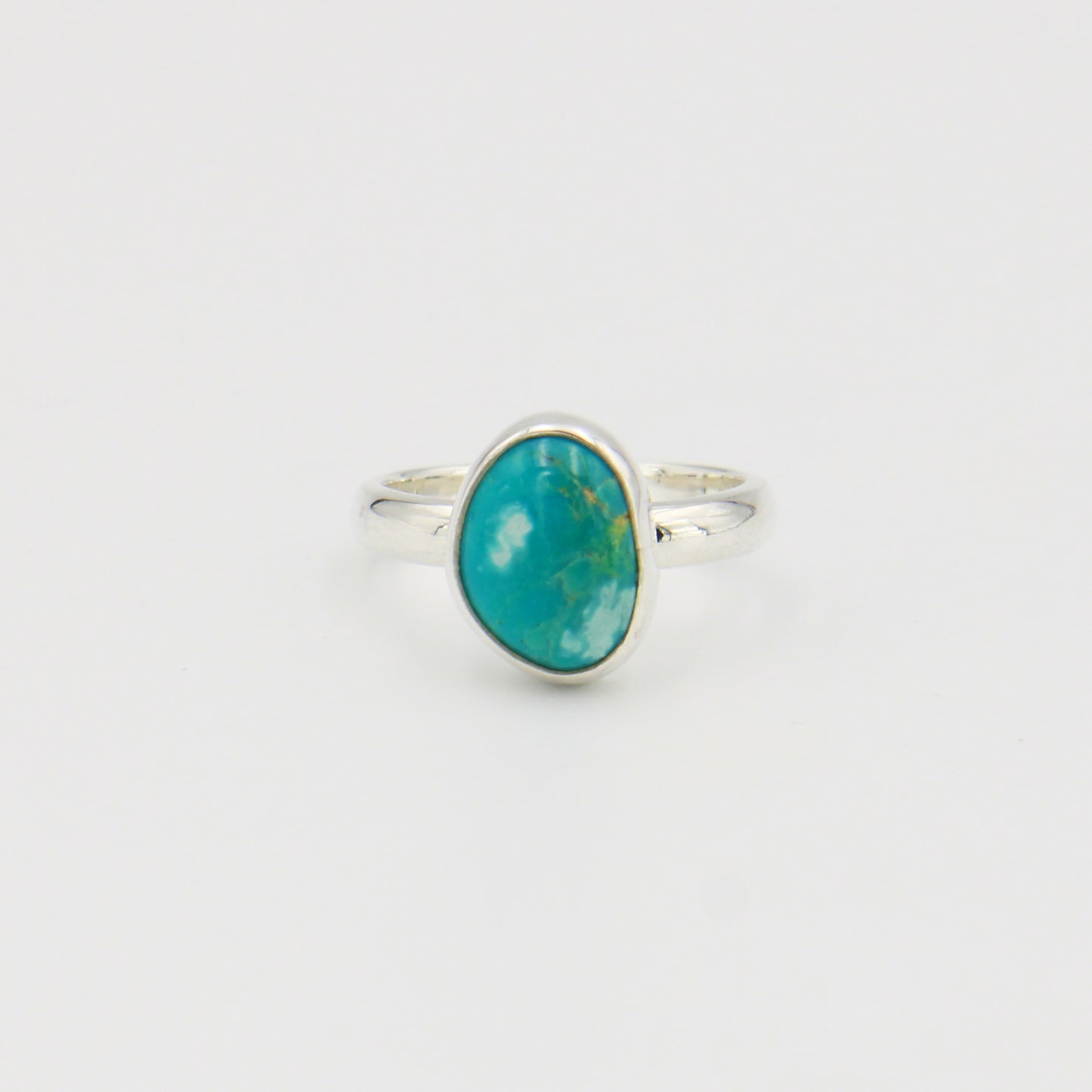 Turquoise Ovoid Sterling Ring Sz 7.5
