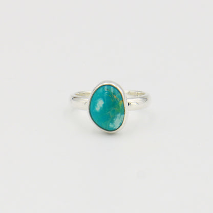 Turquoise Ovoid Sterling Ring Sz 7.5