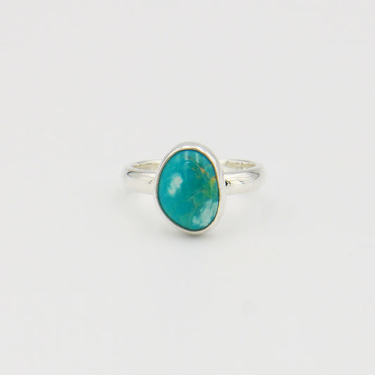 Turquoise Ovoid Sterling Ring Sz 7.5