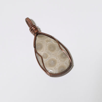 Petoskey Pear Copper Wrapped Pendant
