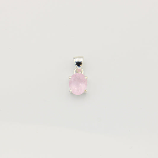 Morganite Small Oval Sterling Prong Pendant