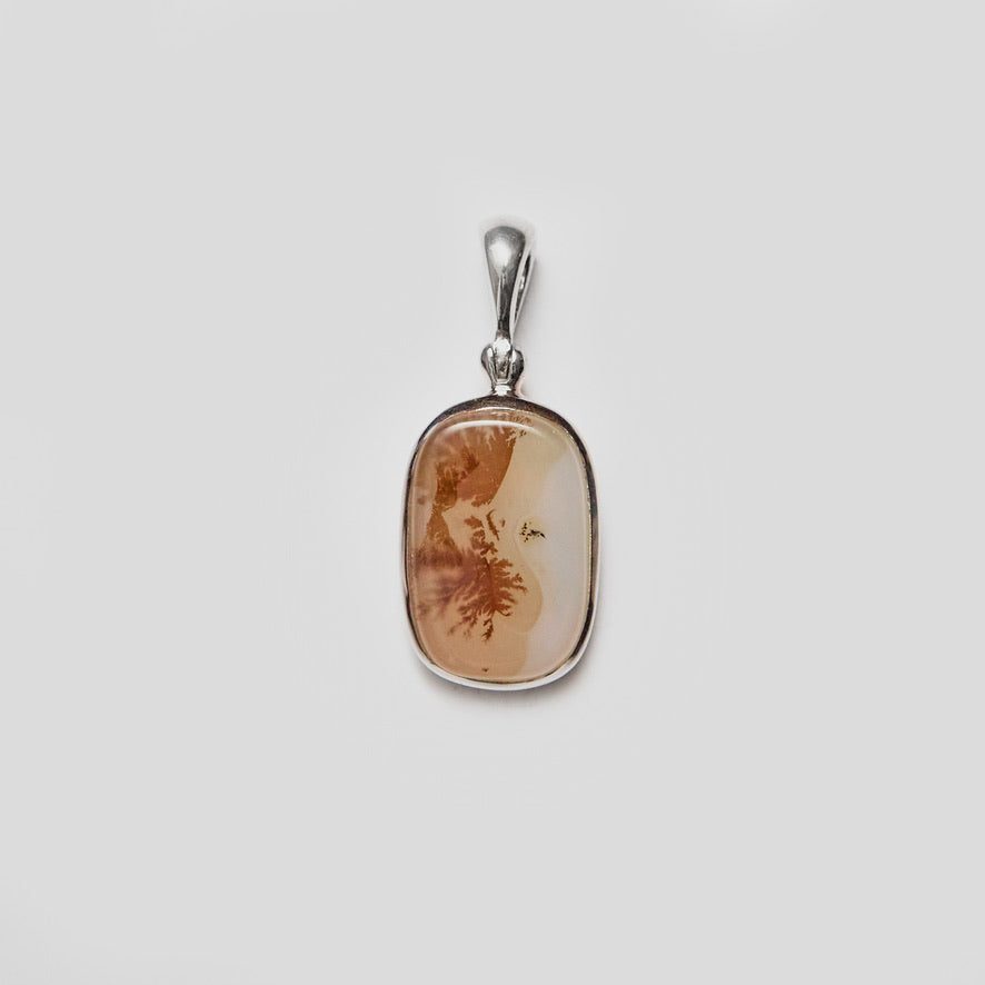 Dendritic Agate Baguette Sterling Pendant RP