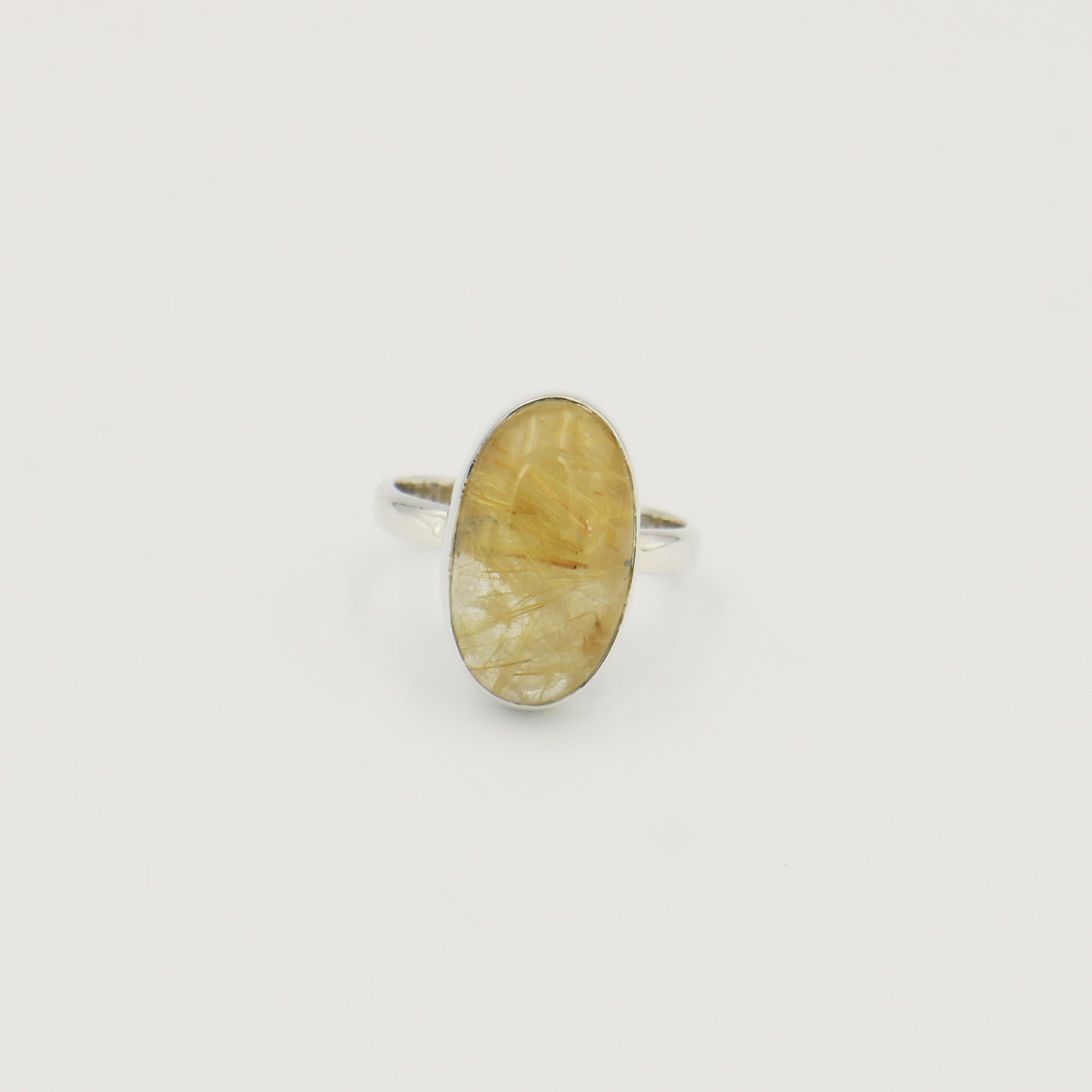 Rutilated Quartz Oval Sterling Ring Sz 7