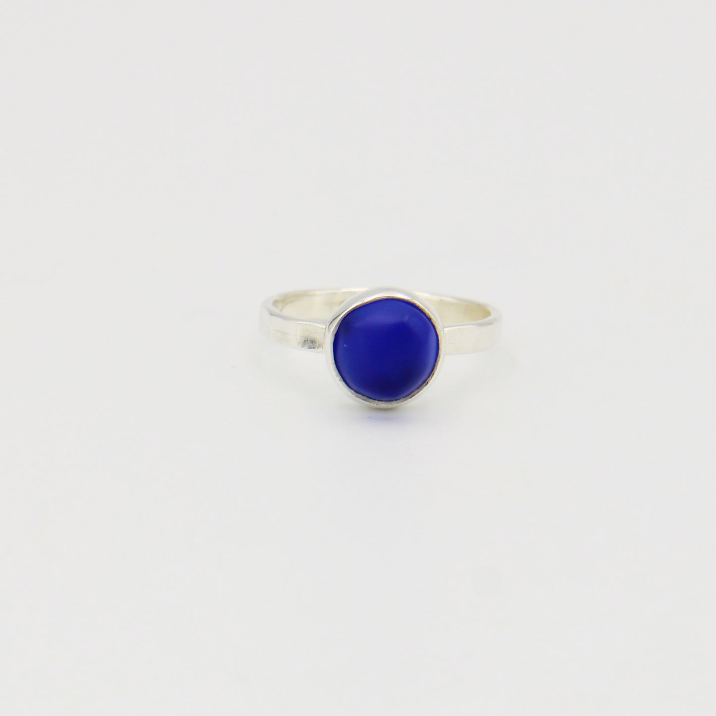 Cobalt Beach Glass Sterling Ring Sz 6