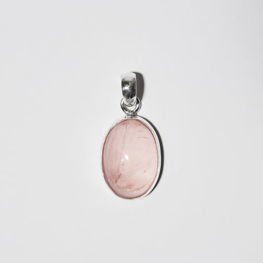 Rose Quartz Oval Sterling Pendant : 210000018946