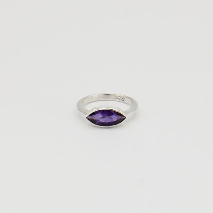 Amethyst Marquis Sterling Ring Sz 9