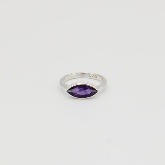 Amethyst Marquis Sterling Ring Sz 9