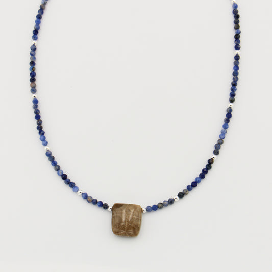 Petoskey Square Beaded Sterling Necklace