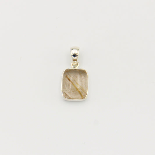 Rutilated Quartz Rectangle Sterling Pendant