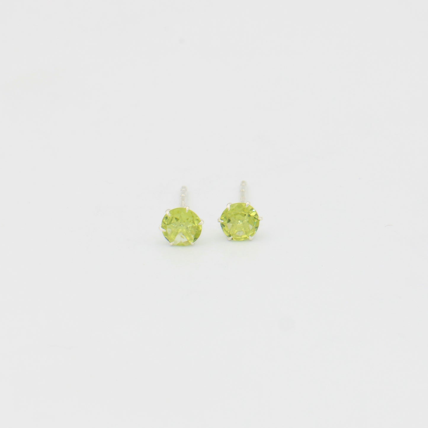 Peridot Round Prong Sterling Studs