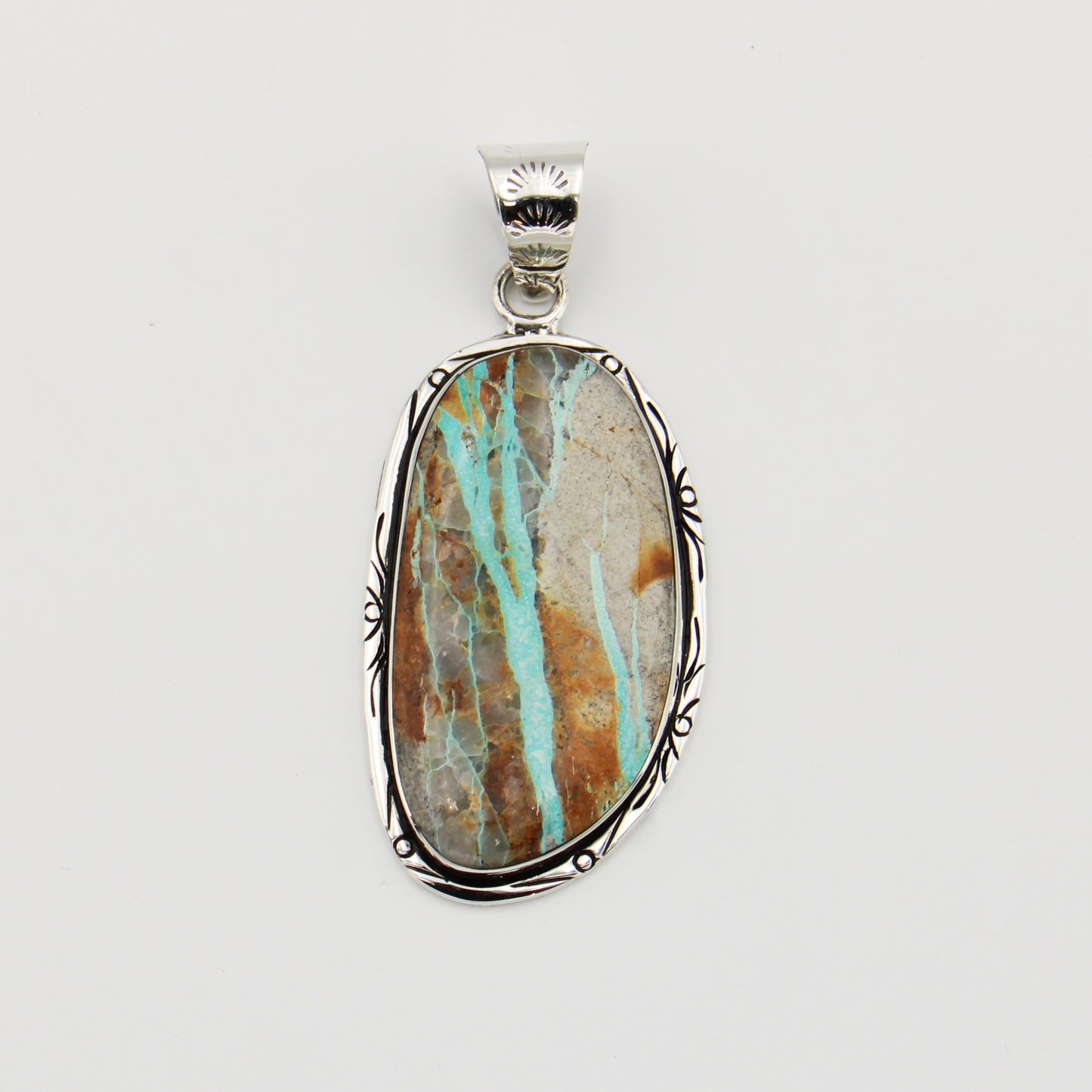 Boulder Turquoise Large Sterling Pendant