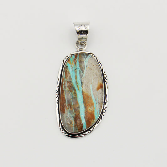 Boulder Turquoise Large Sterling Pendant