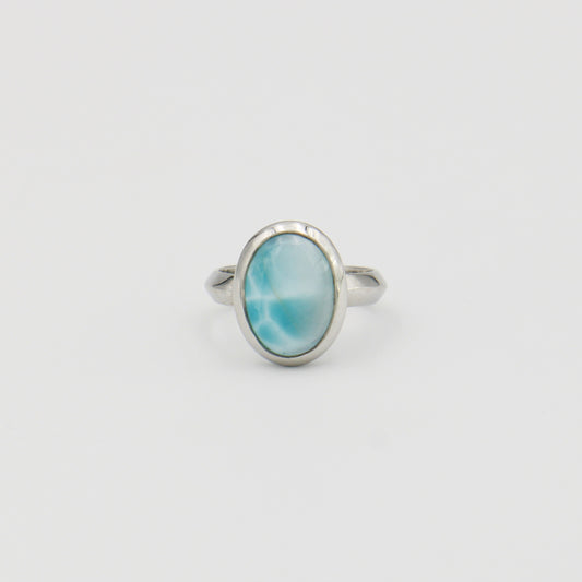 Larimar Oval Sterling Ring Sz 6