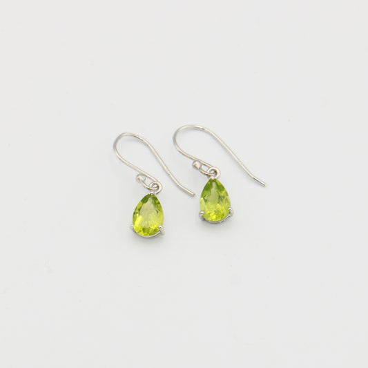 Peridot Pear Prong Sterling Earrings : 210000021907