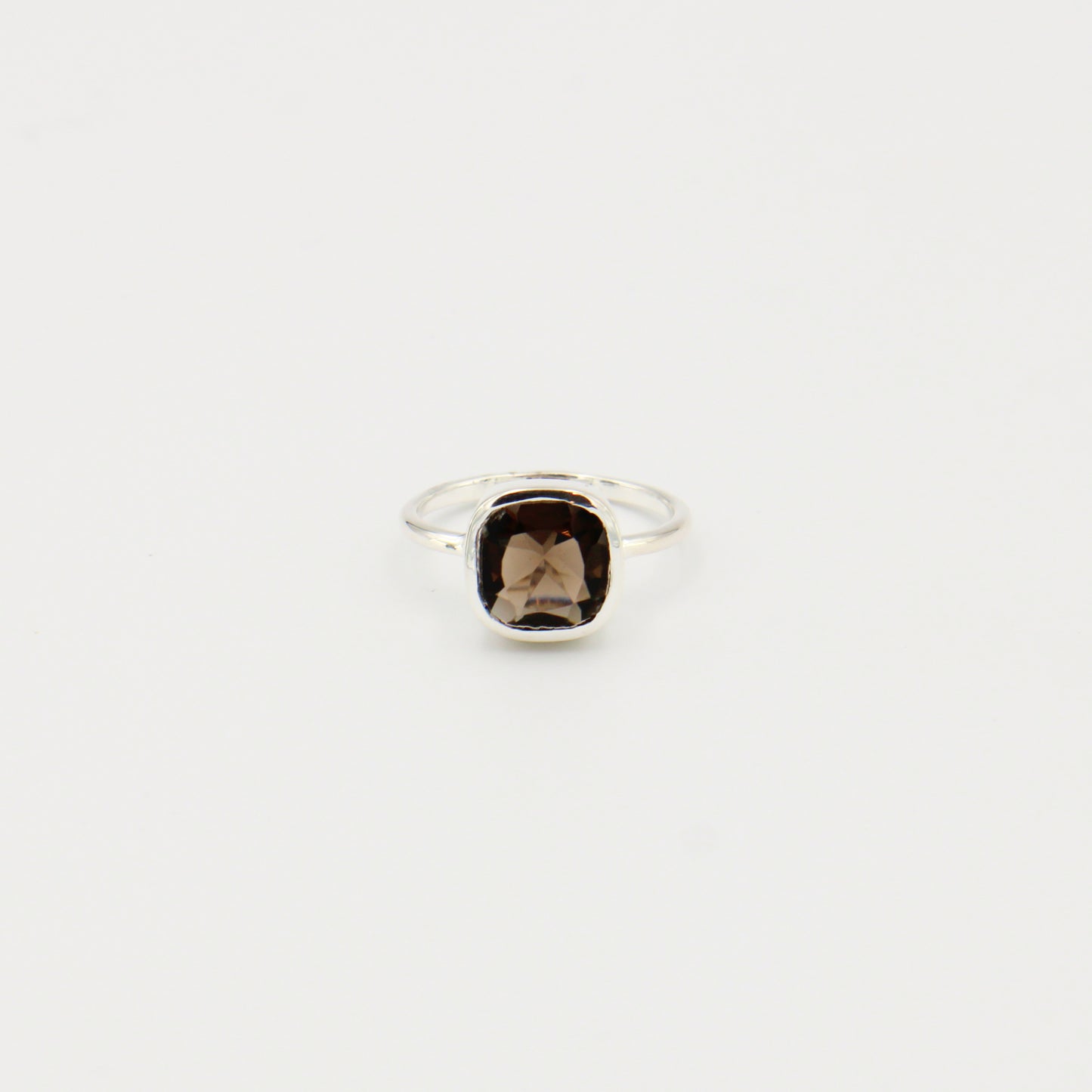 Smokey Cushion Cut Sterling Ring Sz 7