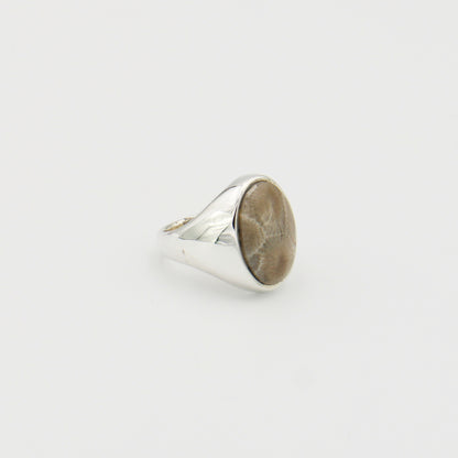 Petoskey Oval Unisex Sterling Ring Sz 8