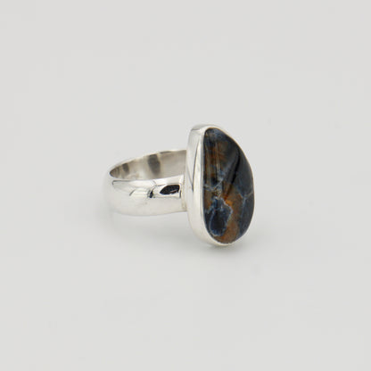 Pietersite Wedge Sterling Ring Sz 7.5