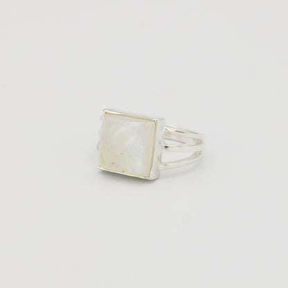 Moonstone Square Sterling Ring Sz 6