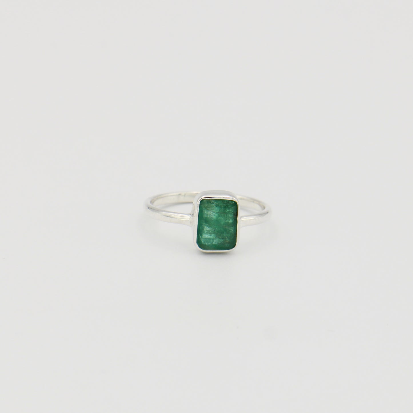 Emerald Sterling Ring Emerald Cut Sz 8