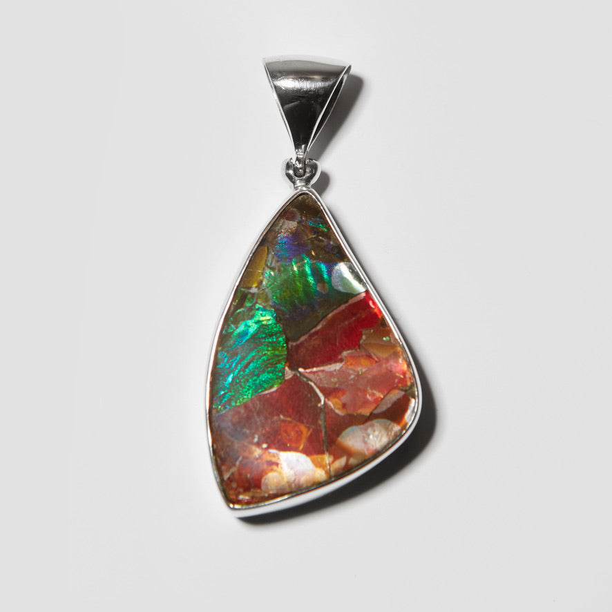 Ammolite Sterling Large Wedge Pendant
