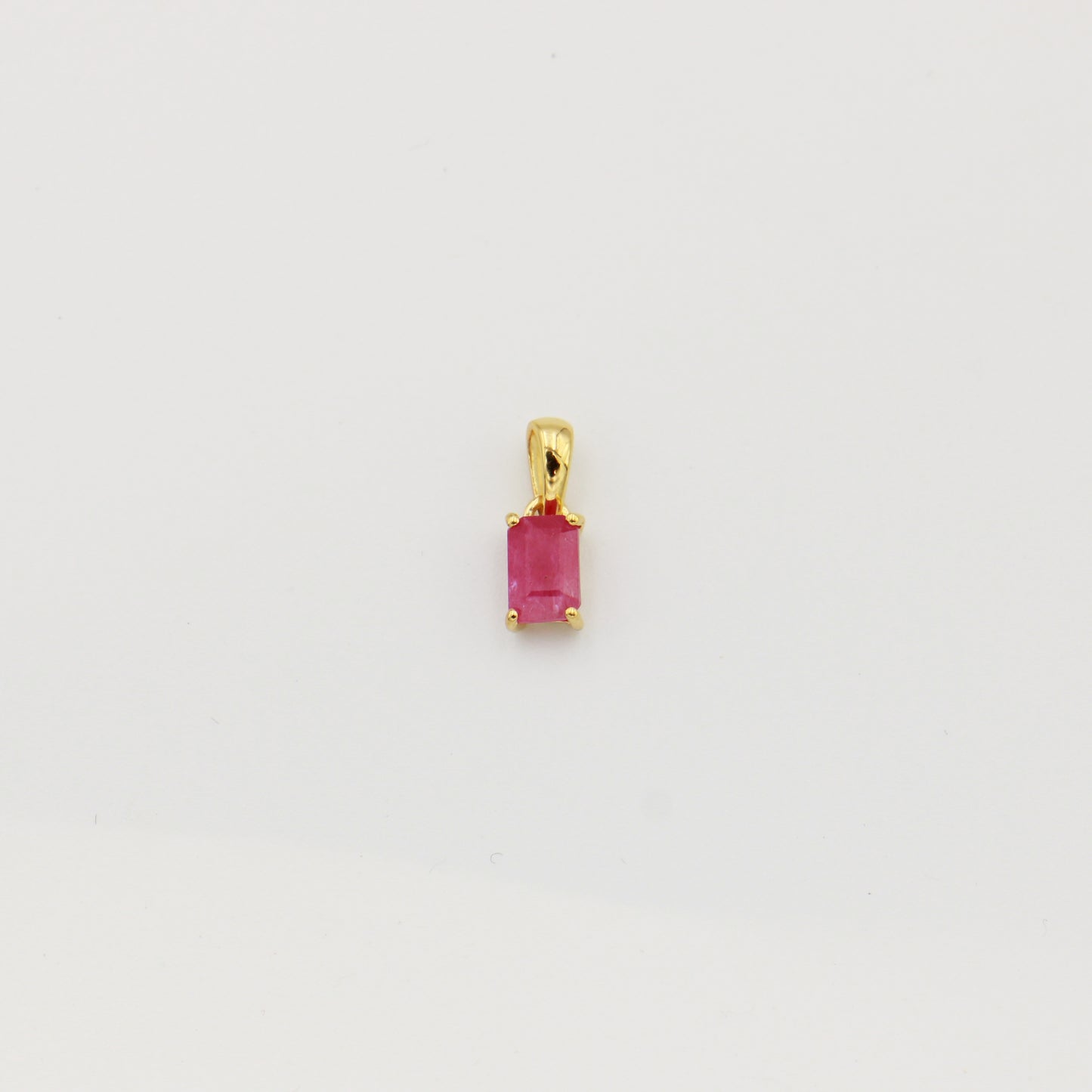 Tiny Rectangle Ruby Sterling GP Pendant